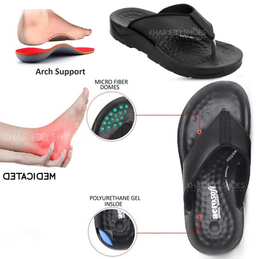 Aerosoft 5101 Medicated Slipper By Aerosoft For Men | V-Strap Thailand Material Chappal.