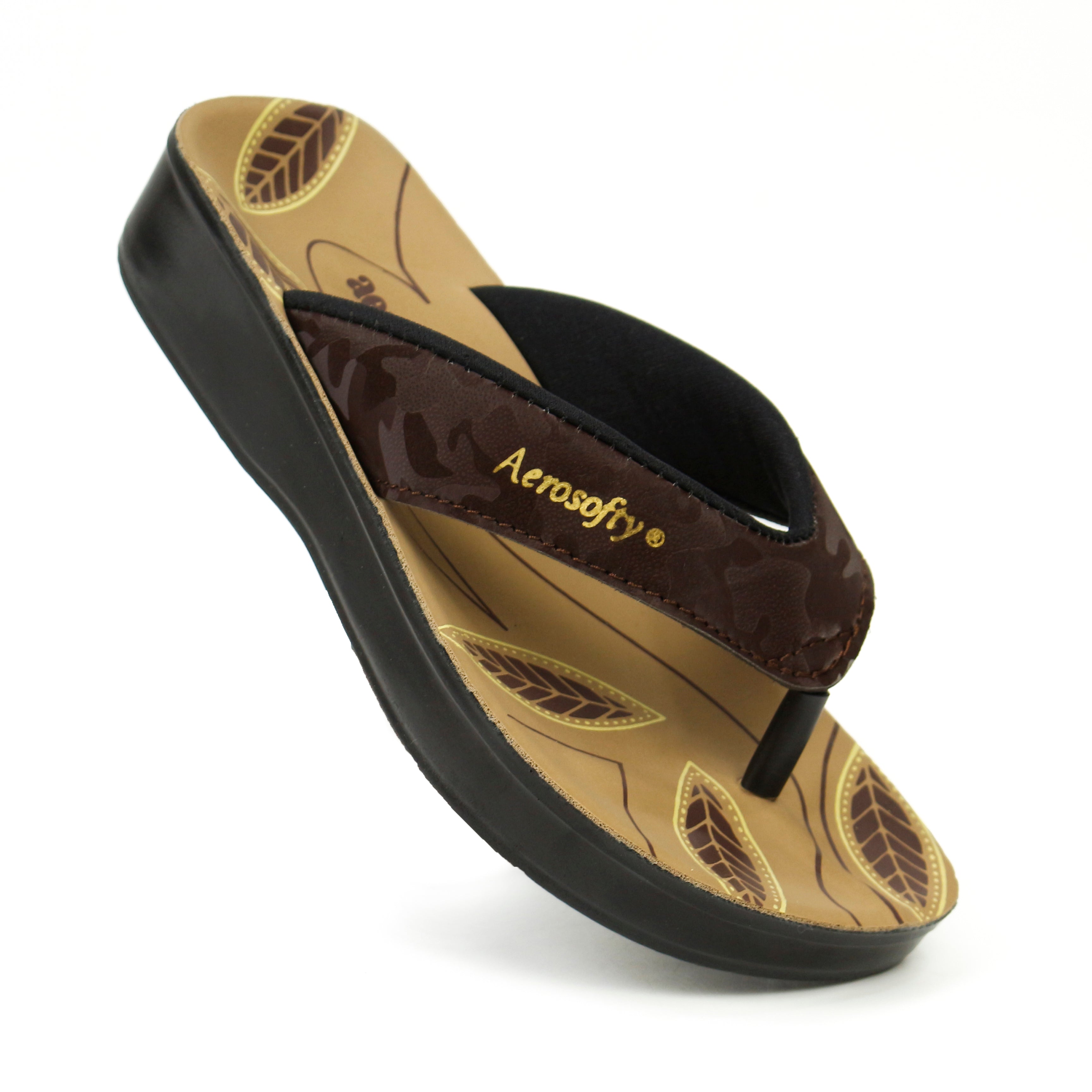 Medicated Comfort Slippers With Arch Support and Synthetic Leather Double Straps Flip Flops