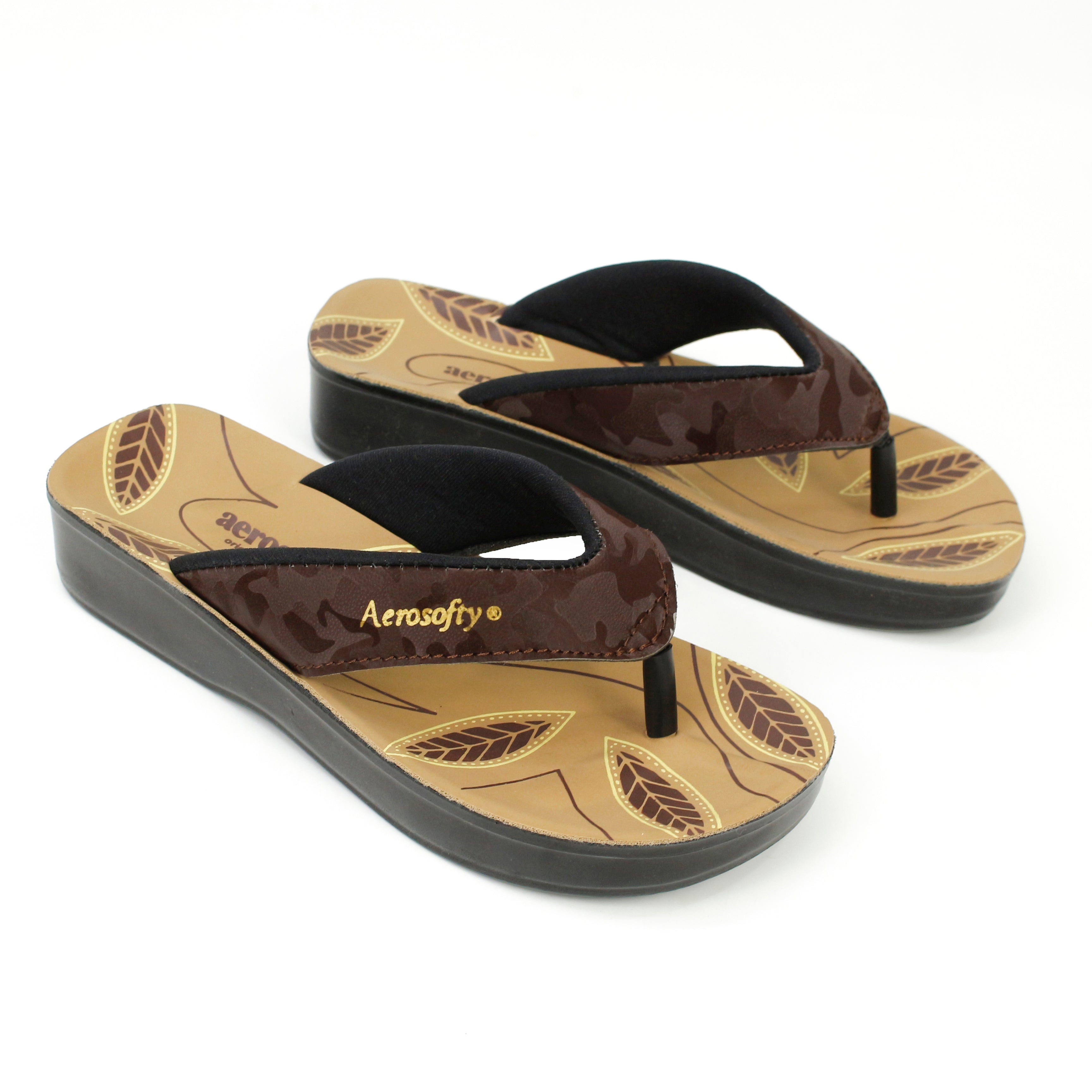 Medicated Comfort Slippers With Arch Support and Synthetic Leather Double Straps Flip Flops