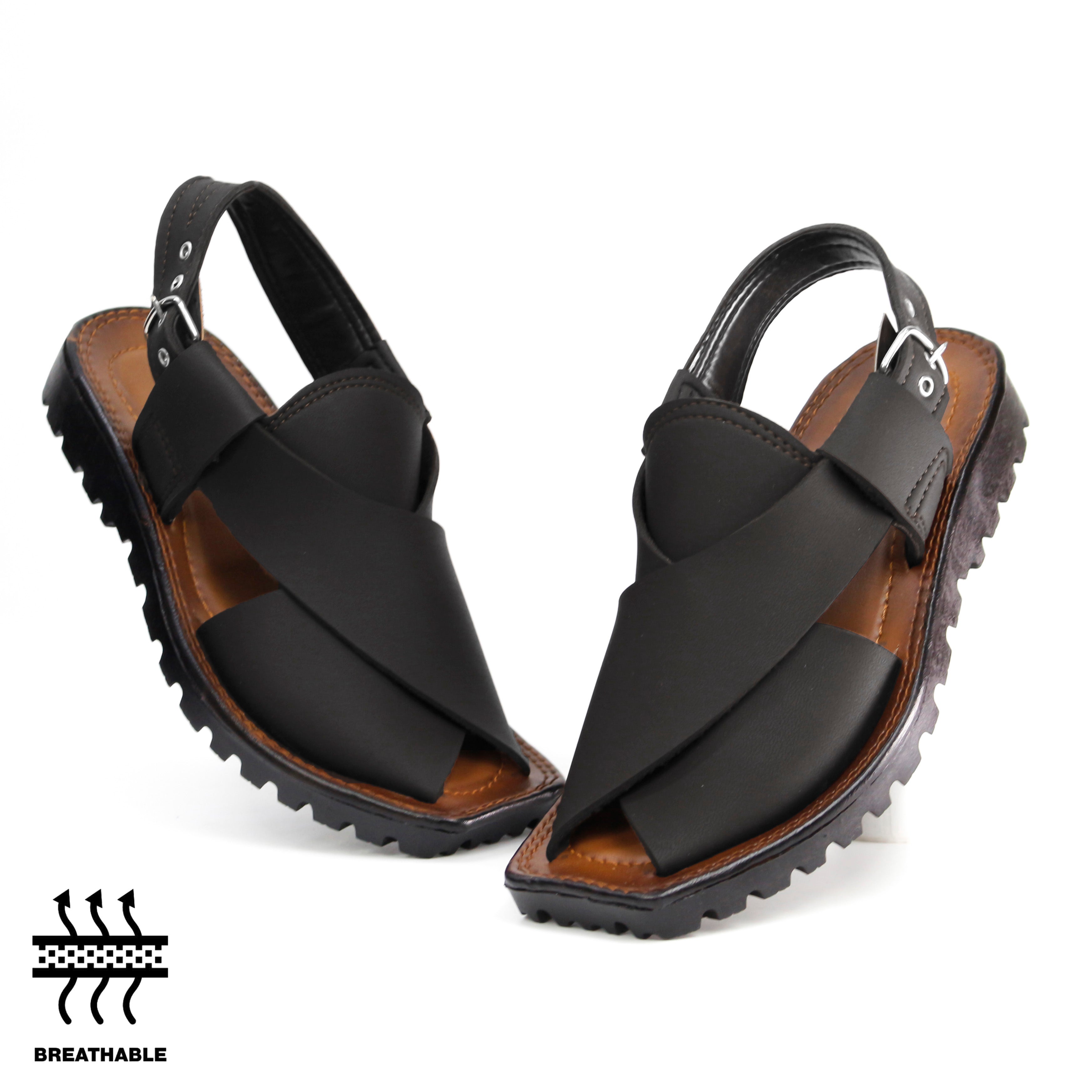 Buy Kaptaan Peshawari Sandals for Men - Cross-Strap Design with Adjustable Buckle