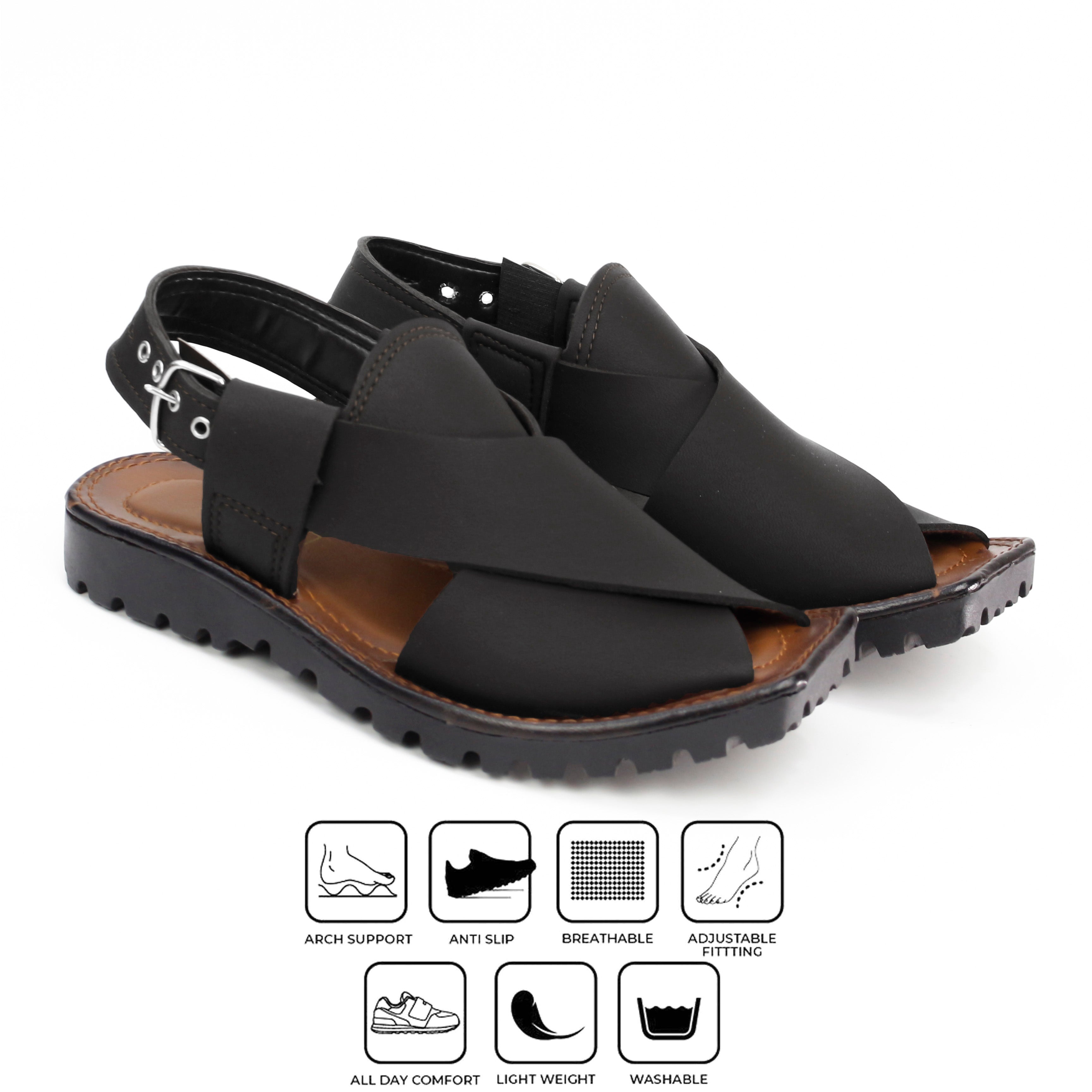 Buy Kaptaan Peshawari Sandals for Men - Cross-Strap Design with Adjustable Buckle