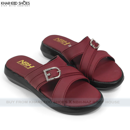 Women Cushioned Wedge Slippers | Daily & Office Wear Comfort - [4011-NBH-36/41-Maroon]