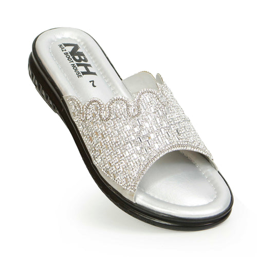 Fancy Golden And Silver Slippers For Women - [470-36/41]