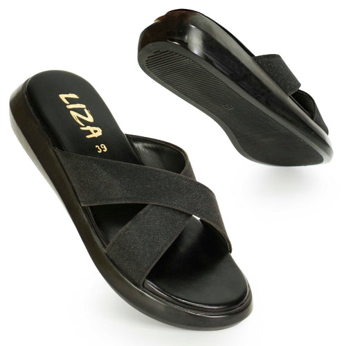 Best Seller Cross Strap Shiny Women Slippers | Elegent Slides For Women- [4020-NBH-36/41]
