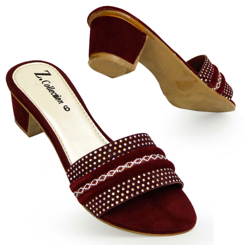 Heels For Women | Fancy Sandals Block Heel Slippers - [467-36/41]
