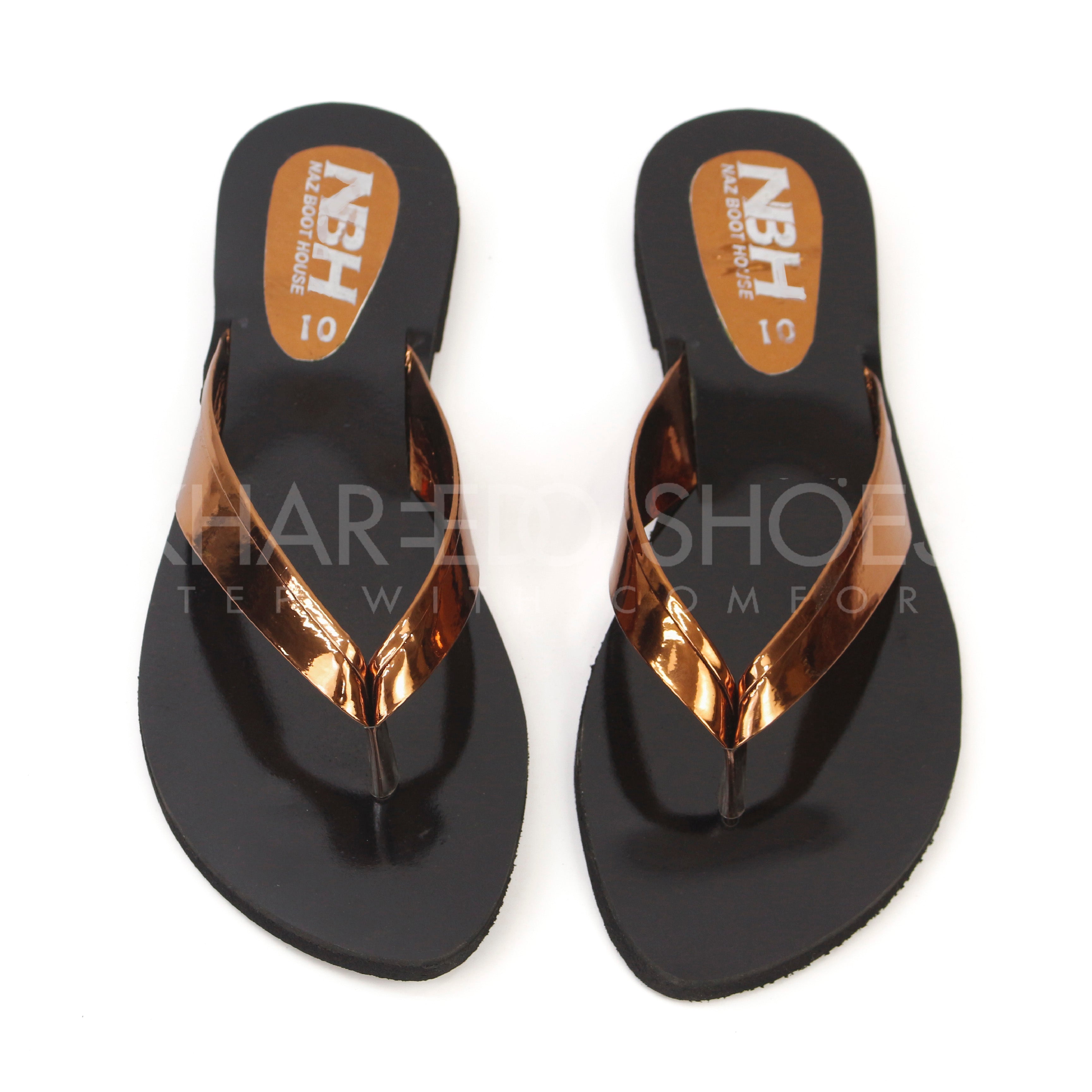 Women's Glossy Metallic Flat Slippers – Lightweight & Durable Slip-Ons For Girls