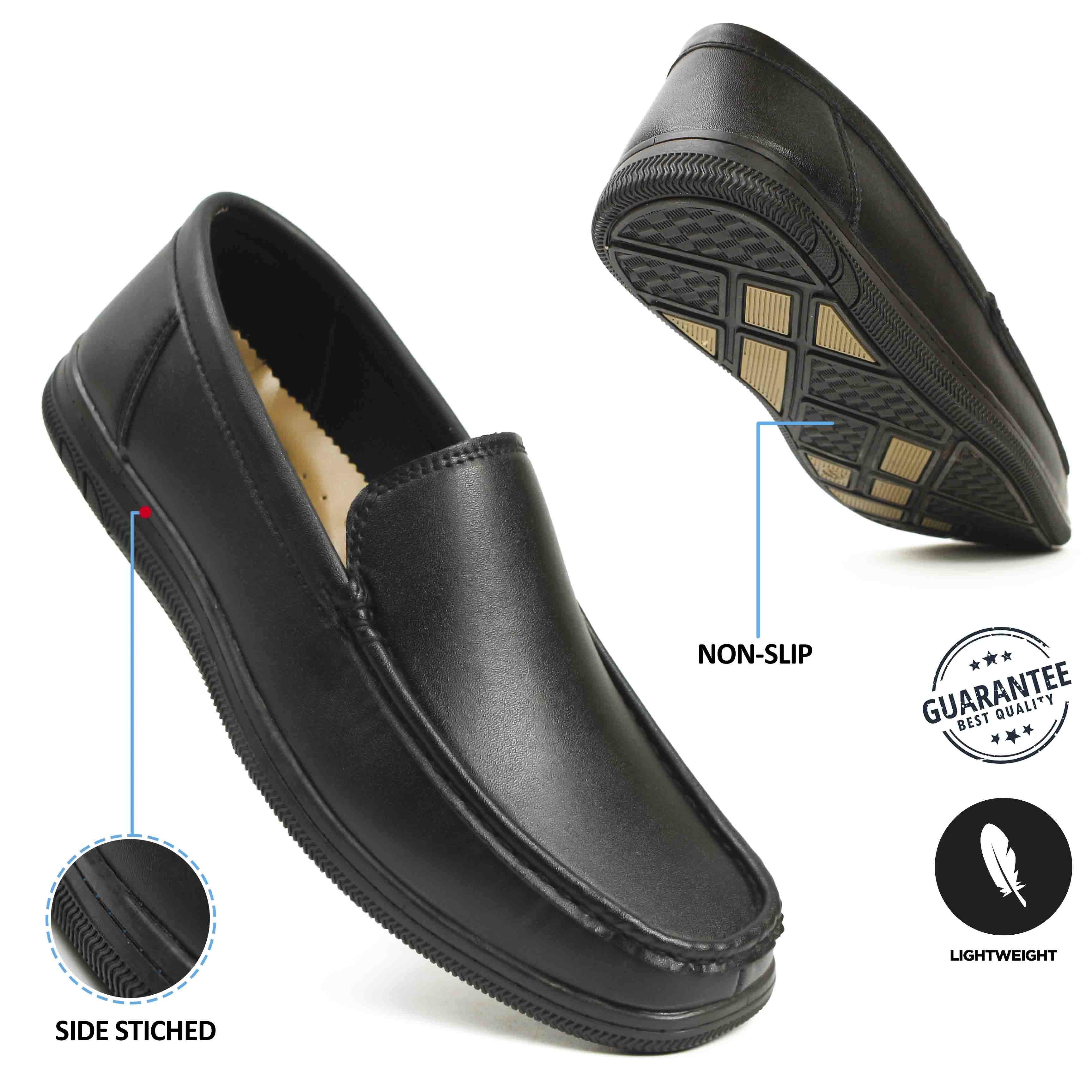 Mens Leather Formal Non Slip Loafer Shoes For Boys