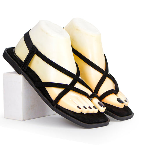 Flat Sandals For Women | Women's Casual Toe Strap Sandals - [606-VELVET]