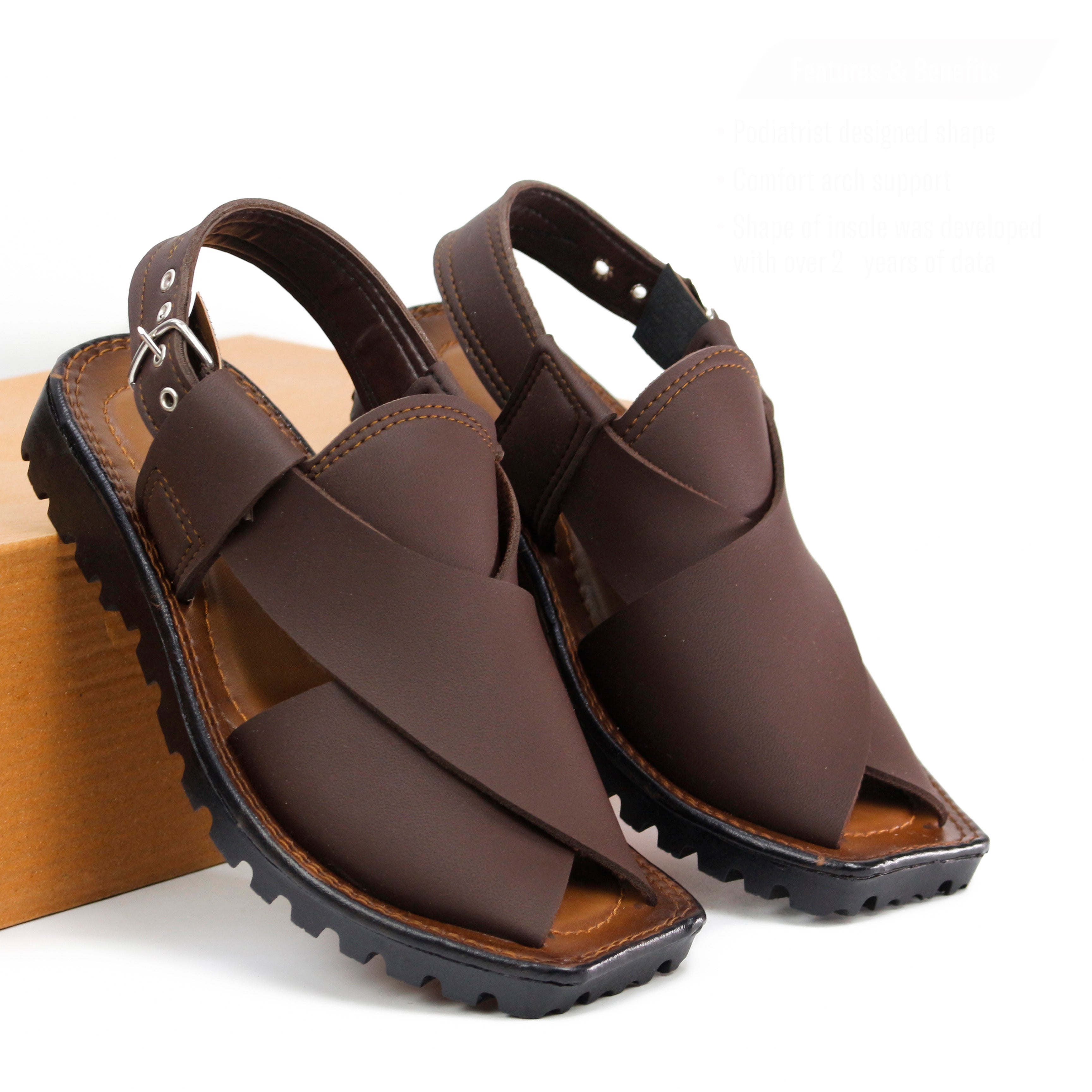 Buy Kaptaan Peshawari Sandals for Men - Cross-Strap Design with Adjustable Buckle