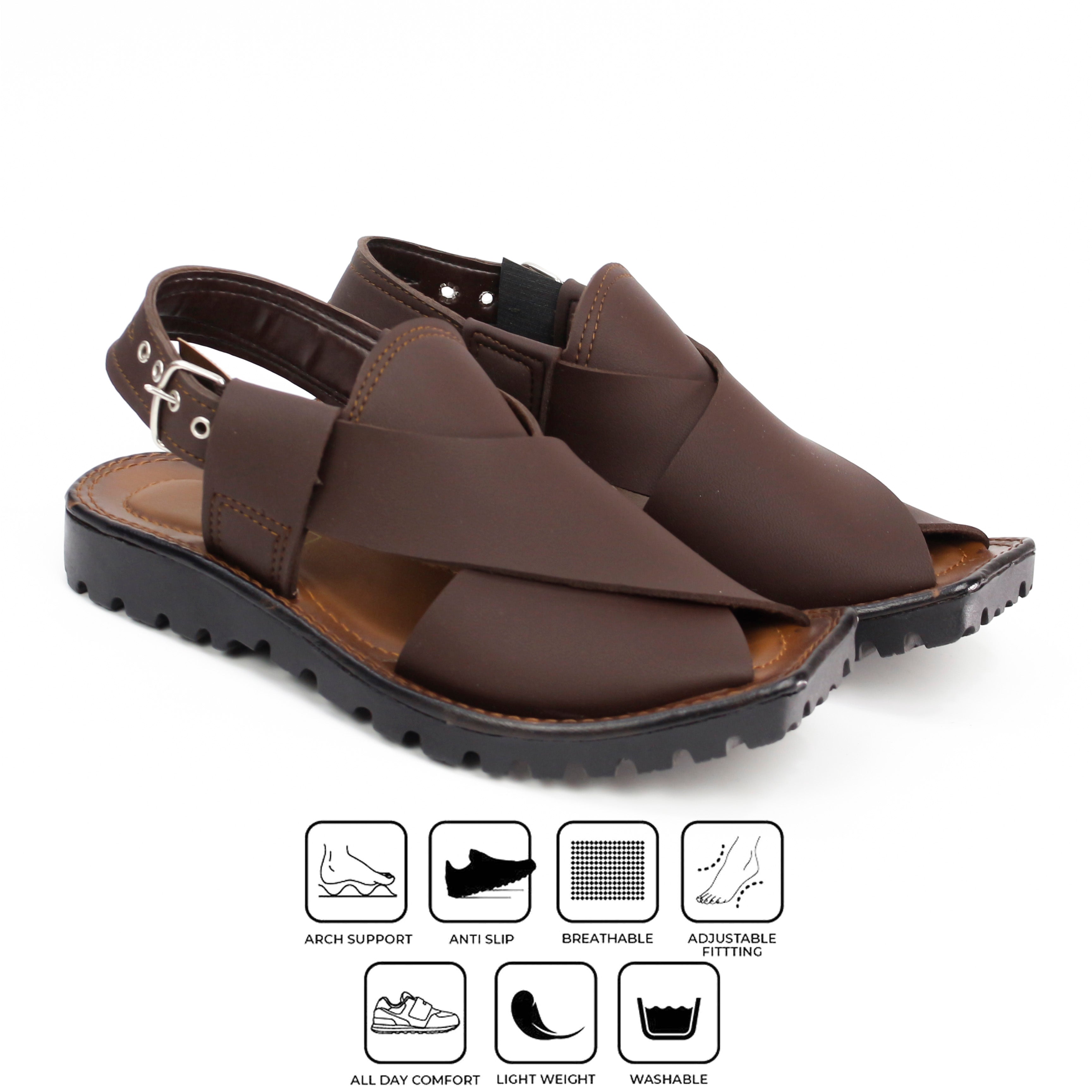 Buy Kaptaan Peshawari Sandals for Men - Cross-Strap Design with Adjustable Buckle