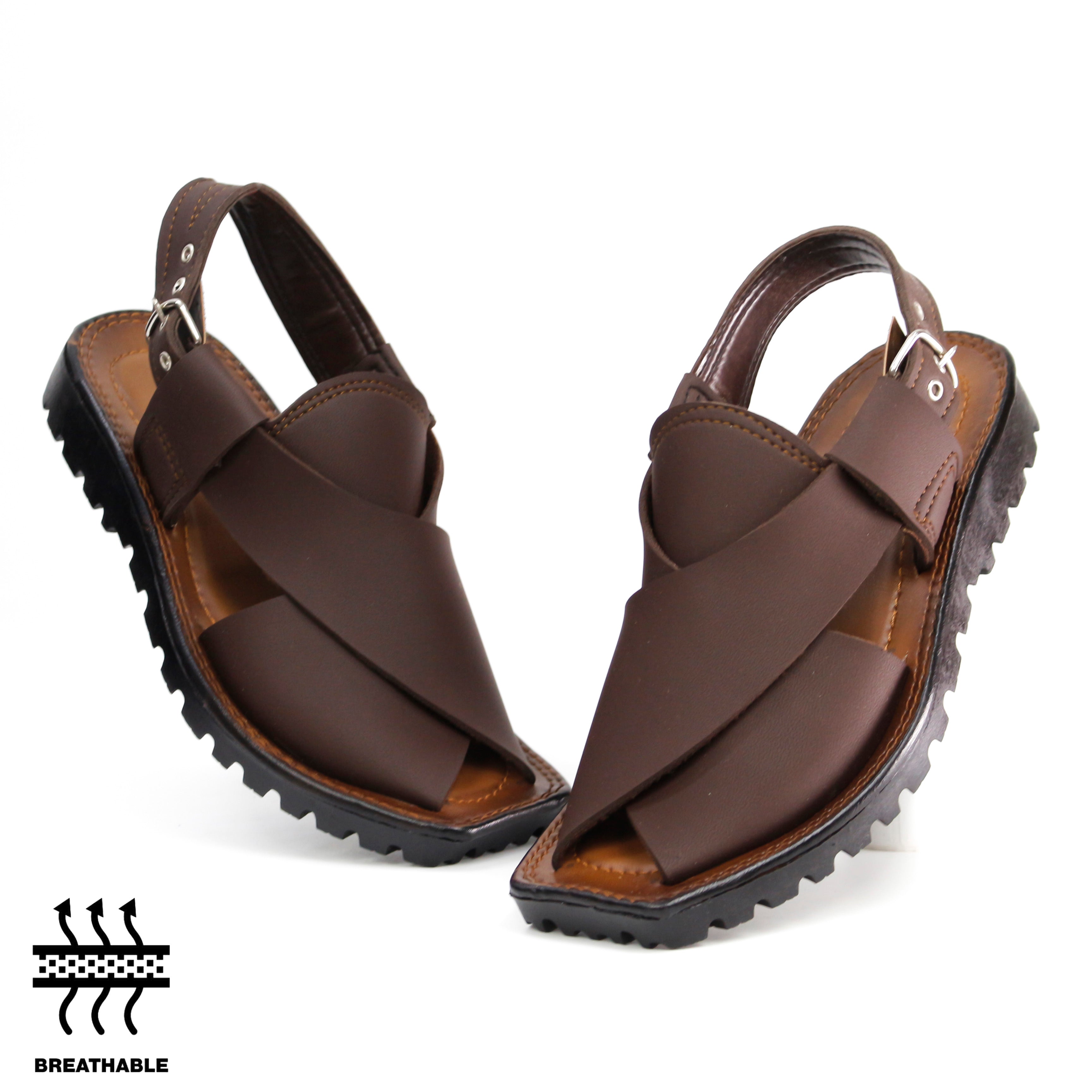 Buy Kaptaan Peshawari Sandals for Men - Cross-Strap Design with Adjustable Buckle