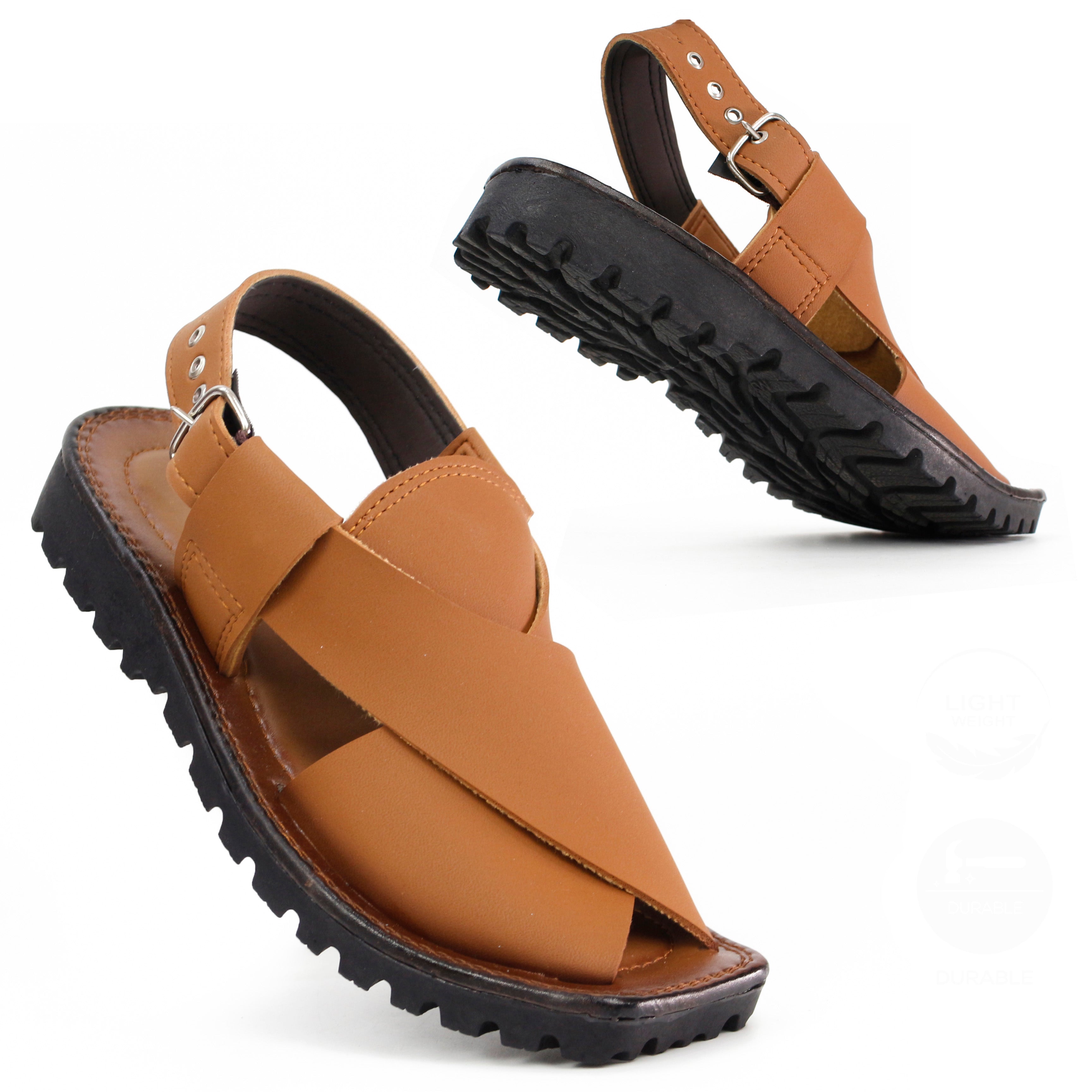 Buy Kaptaan Peshawari Sandals for Men - Cross-Strap Design with Adjustable Buckle