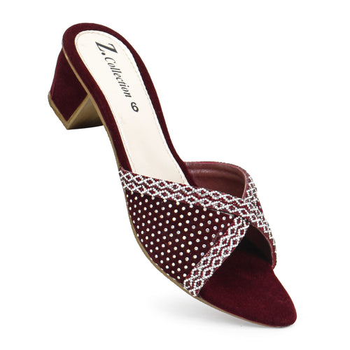 Heels For Women | Fancy Sandals Block Heel Slippers - [478-36/41]