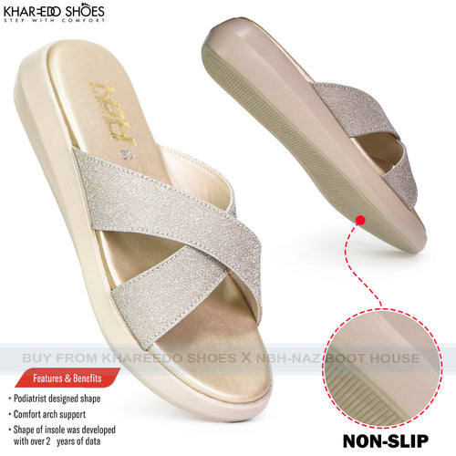 Best Seller Cross Strap Shiny Women Slippers | Elegent Slides For Women- [4020-NBH-36/41]