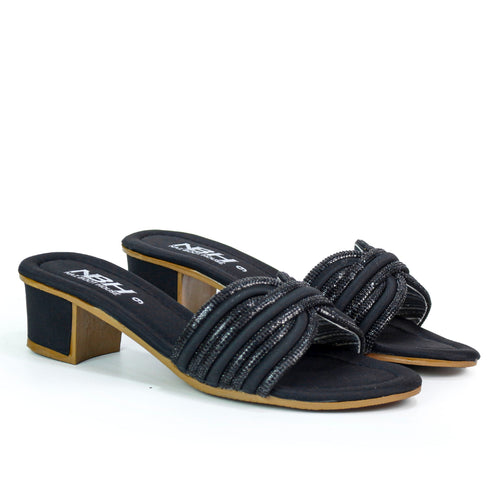 Women Fancy Casual Slippers | Stylish Party Wear In Black, Silver And Golden Color - [471-36/41]