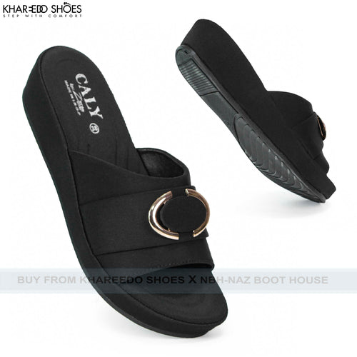 Wedge Slippers For Women | Women's Medicated Heeled Cross Strap Chappal - [CALY44-36/41]