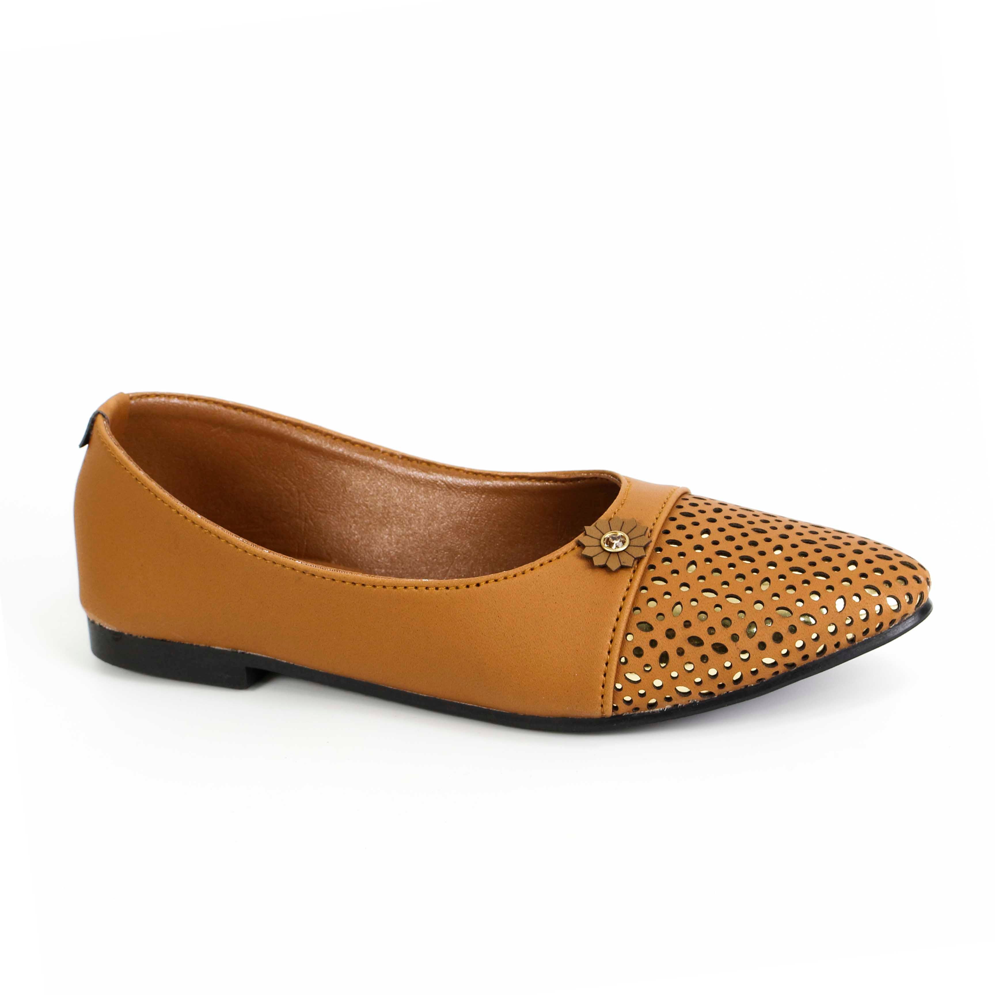 Women's Elegant Flats - Stylish Perforated Design with Synthetic Leather Pumps For Girls