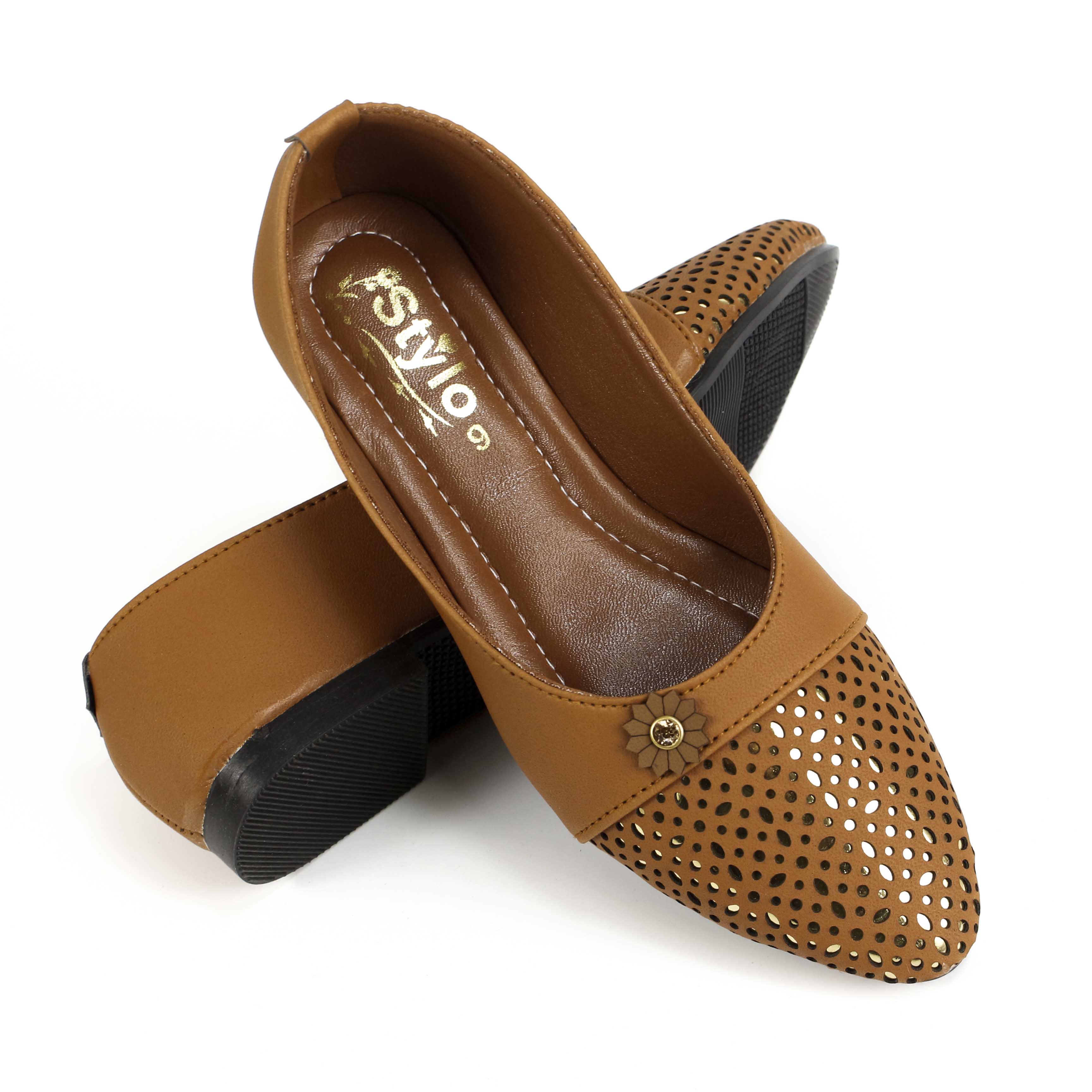 Women's Elegant Flats - Stylish Perforated Design with Synthetic Leather Pumps For Girls