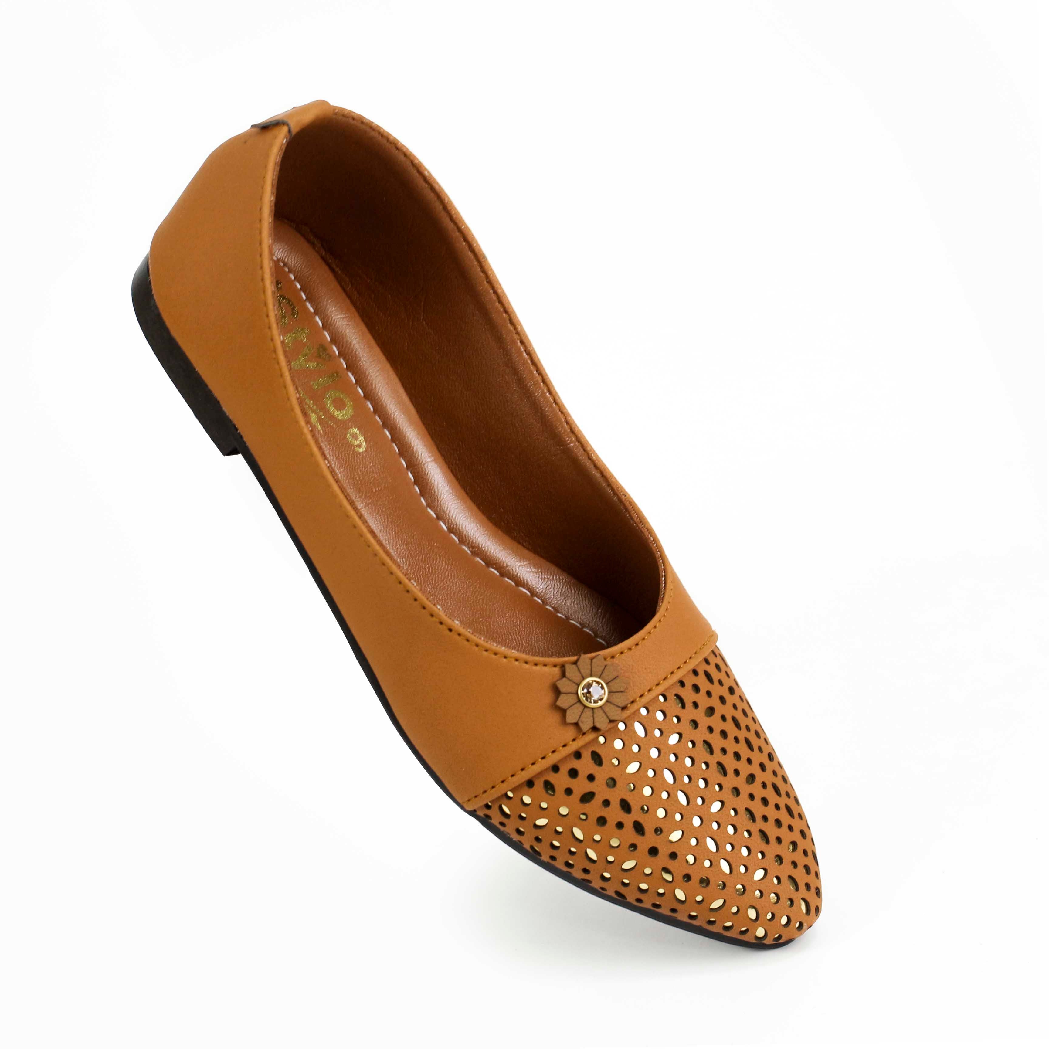 Women's Elegant Flats - Stylish Perforated Design with Synthetic Leather Pumps For Girls