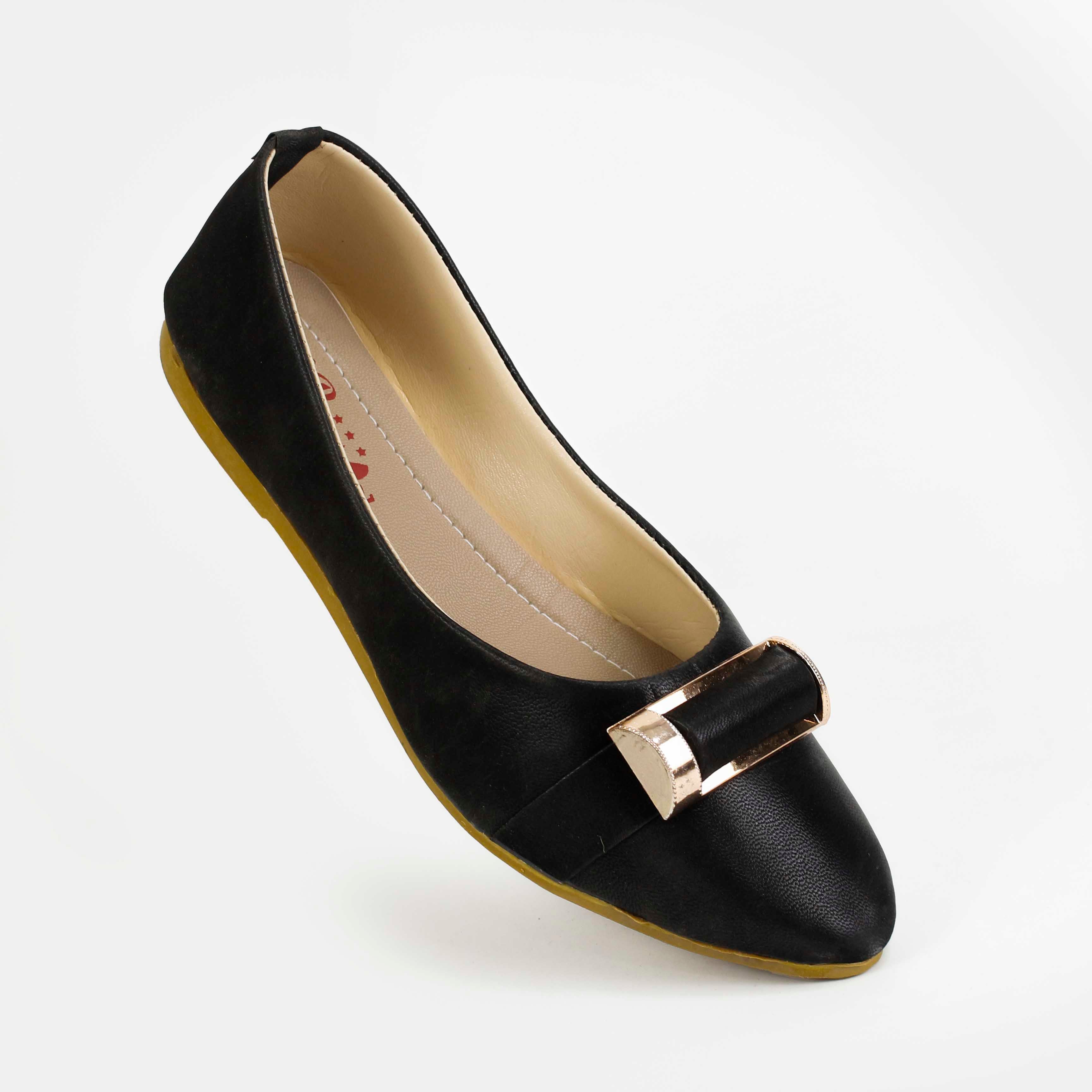 Elegant Black Velvet Flats with Golden Buckle - Stylish & Comfortable Pumps For Women | Sandals For Girls