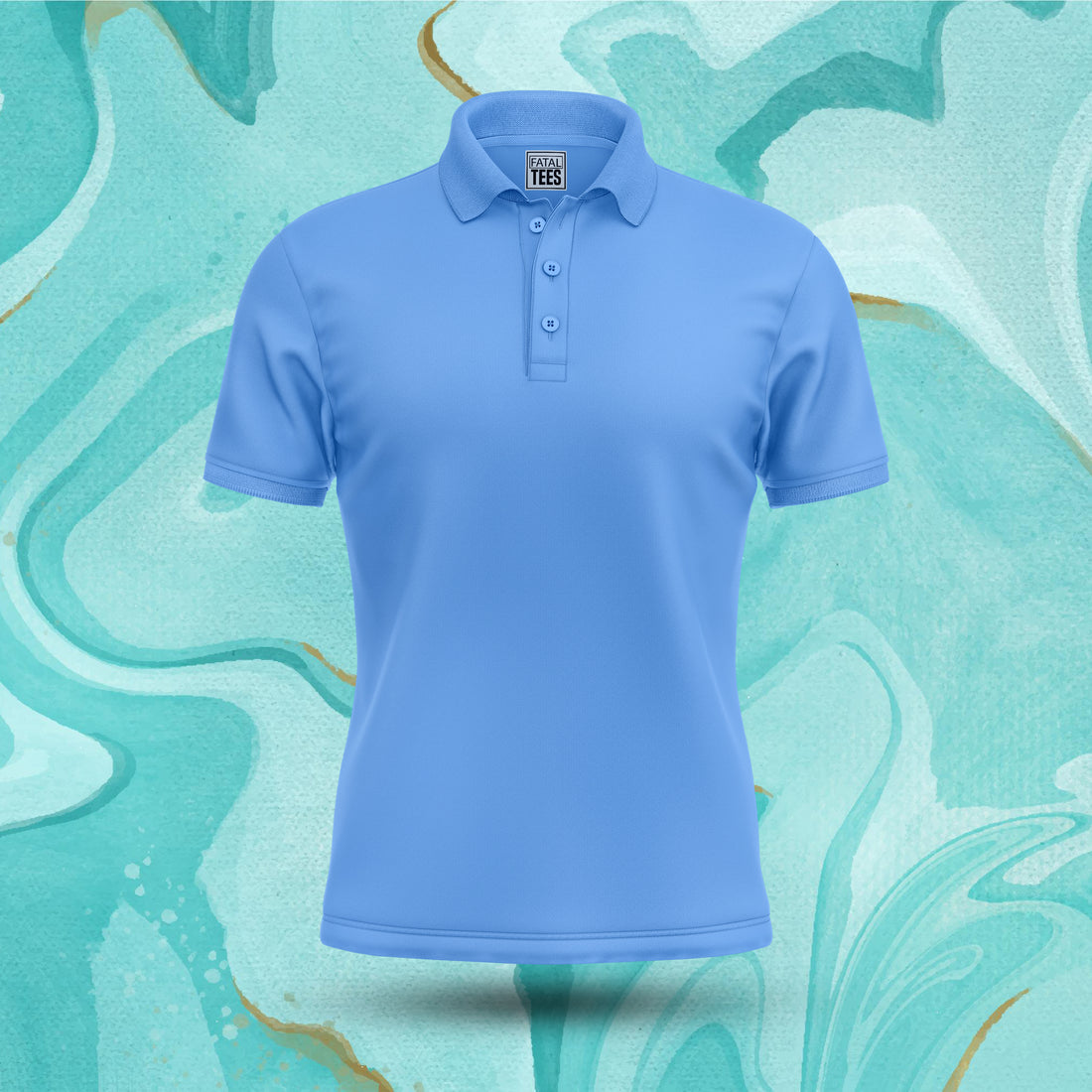 Sky Blue Men's Short Sleeve Premium Polo Shirt