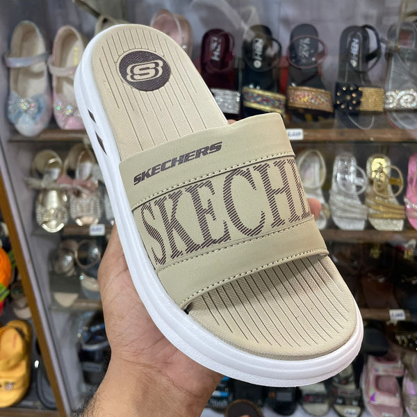 Men's Medicated Skecher Slides | Soft Strap Summer Flip Flops | Casual Slippers for Men