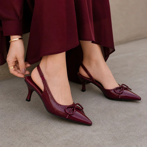 Fancy Heel Sandals In Black Color | Women's Mules Bow Design - [FAIRY-36/42]