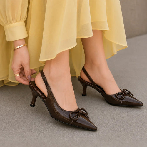 Fancy Heel Sandals In Black Color | Women's Mules Bow Design - [FAIRY-36/42]