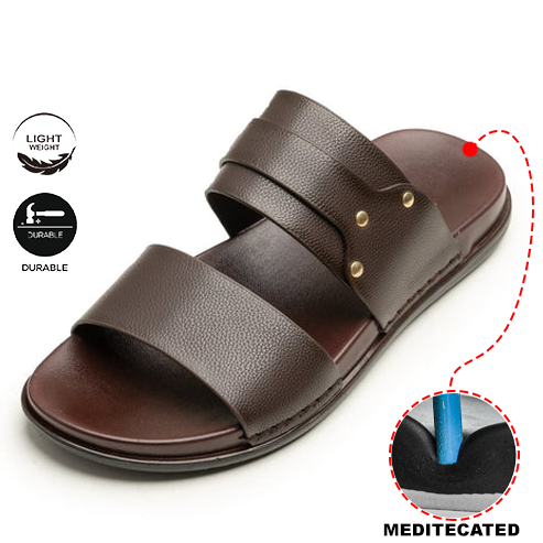 Medicated Gel-Sole LeatherStride | Extra Soft Slippers For Men [6607-39/44]