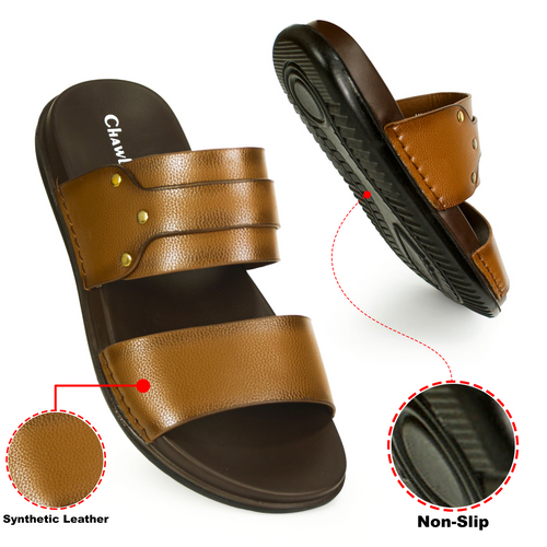 Medicated Gel-Sole LeatherStride | Extra Soft Slippers For Men [6607-39/44]