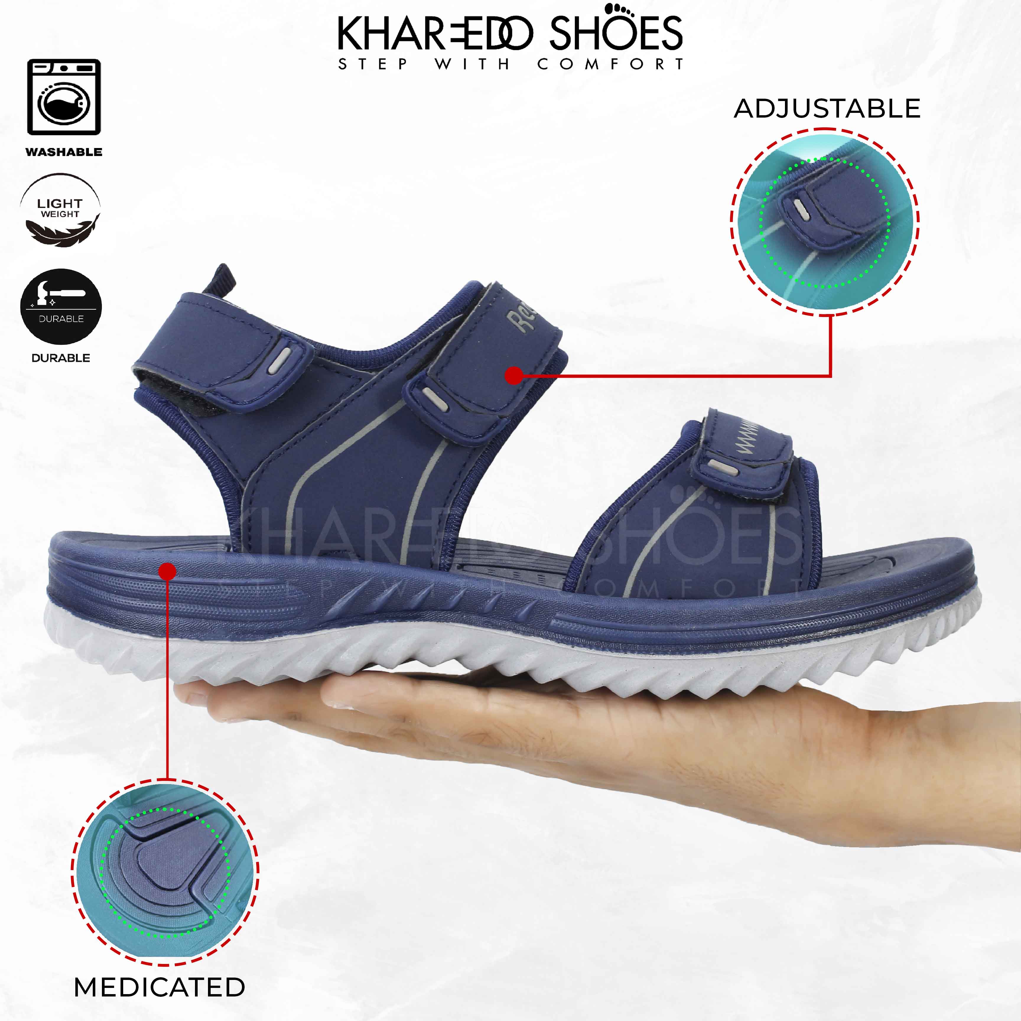 Men's Comfortable And Medicated Sandals - Doule Strap Sandals For Boys